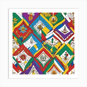 Mexican Coloring Flags Mysterious (7) Art Print