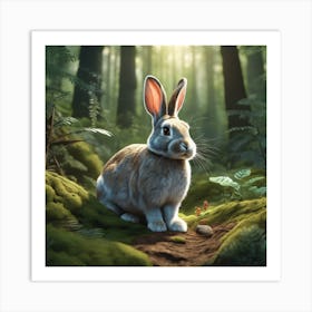 Rabbit In The Forest 87 Art Print