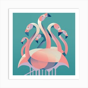 American Flamingo Square Art Print