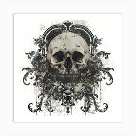 Skull And Roses Art Print