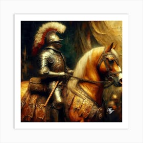 Golden Knight On A Golden Steed 2 Copy Art Print