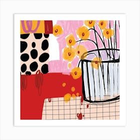 Flowers Retro 6 Art Print