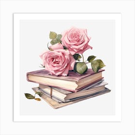 Roses On Books 3 Art Print