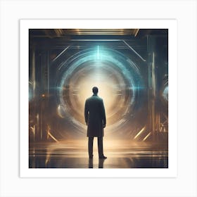 Man Standing In Front Of A Glowing Portal Art Print