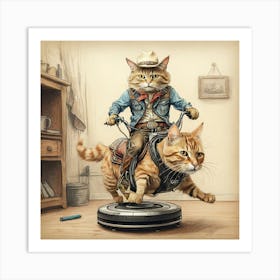 Cowboy Cats Art Print