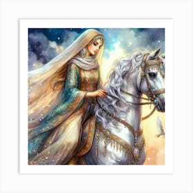 Egyptian Princess On Horse12 Art Print