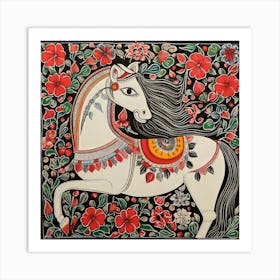 Horse By Rajesh Kumar Madhubani Painting Indian Traditional Style Art Print