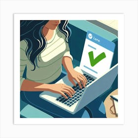 Woman Working On Laptop Art Print