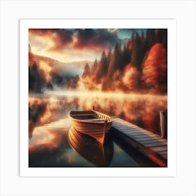 A Boat on a Lake 3 Art Print