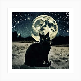 Cat In The Moonlight 3 Art Print