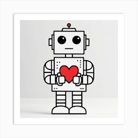 Robot With Heart Art Print