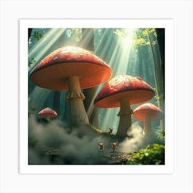 Mushrooms In The Forest 18 Art Print