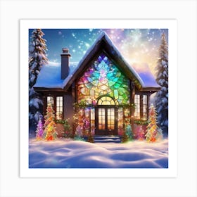 Christmas House In The Snow 2 Art Print