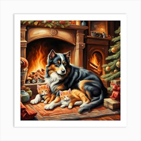 Christmas Dogs Art Print