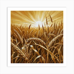 Wheat Field At Sunset Art Print