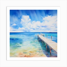 AI Serenity Shores: Abstract Marine Masterpiece Art Print