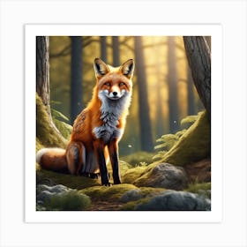 Red Fox In The Forest 67 Art Print