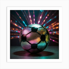 Soccer Ball With Light Rays Art Print