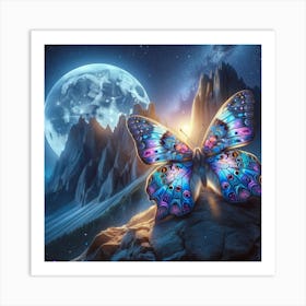 Butterfly On A Mountain Peak Art Print