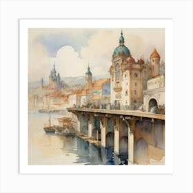 Prague Bridge Art Print