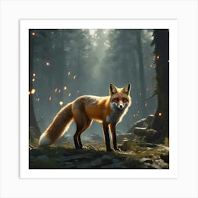 Fox In The Forest 85 Art Print