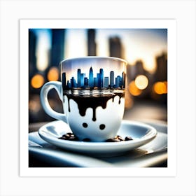 Coffee Cup Cityscape Art Print