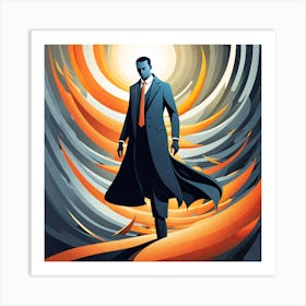 Man In A Suit, vector art Art Print