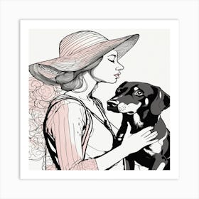 Woman With A Dog Art Print