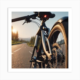 Bicycle Parked On The Road Art Print