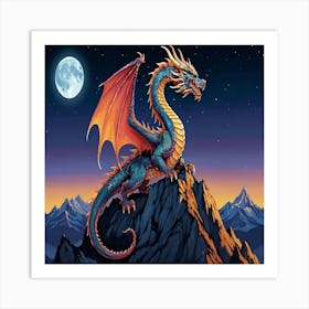 Dragon In The Night Sky Art Print