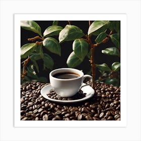 Coffee Beans On A Black Background Art Print