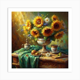 Sunflowers In A Vase 1 Art Print