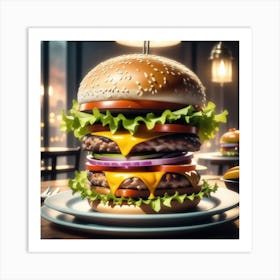 Burger On A Plate 81 Art Print