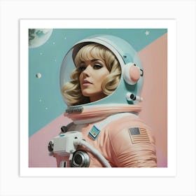 Retro Pastel Female Astronaut Art Print