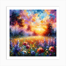 Sunset In The Meadow 3 Art Print