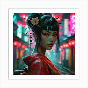 Cyber Geisha Art Print