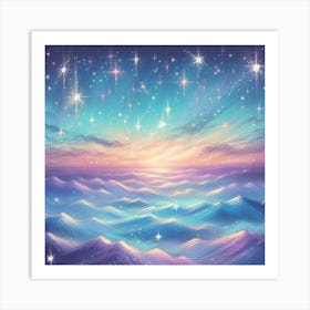 Ocean Background With Stars Art Print