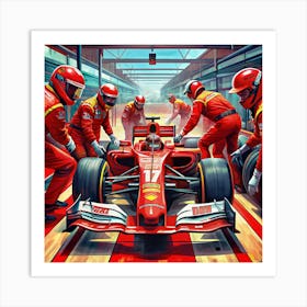 Formula One Race Car Pit Stop 1 Art Print