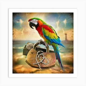 Parrot On A Lock Art Print