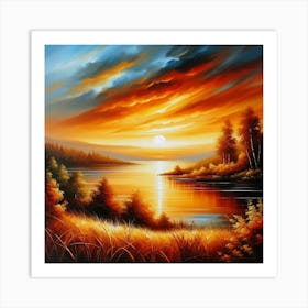 Sunset By The Lake Art Print