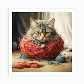 Cat In A Ball Of Yarn 2 Art Print