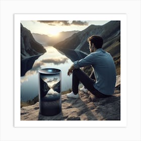 Man Looking At A Mountain Art Print