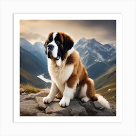 St Bernard Dog 28 Art Print