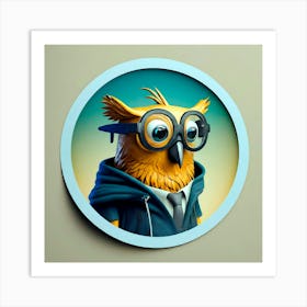 Owl In Glasses Art Print