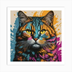 Cat With Paint Splatters Art Print