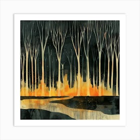 Fire In The Forest Art Print