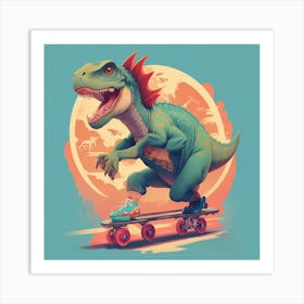 Dinosaur Skateboarder 1 Art Print