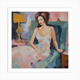Woman In A Dress Boudoir Scene Art Print