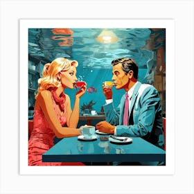 Man And Woman Drinking Tea Art Print