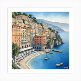 Sorrento Italy Blue Drawing Art Print 3 1 Art Print